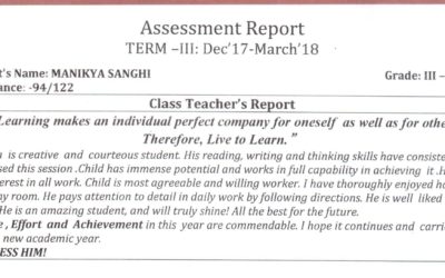 MANIKYA SCORES A+ GRADES IN CLASS 3