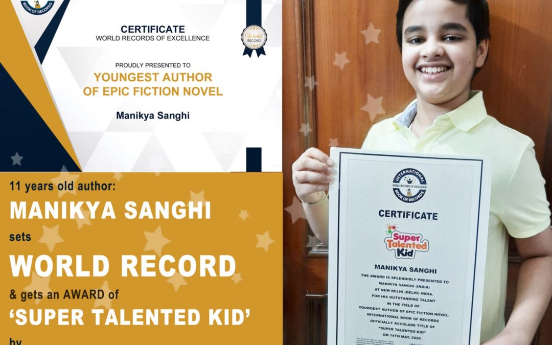 Manikya is now a ‘SUPER TALENTED KID- ONE IN A MILLION’ AWARD WINNER at ‘INTERNATIONAL BOOK OF RECORDS’