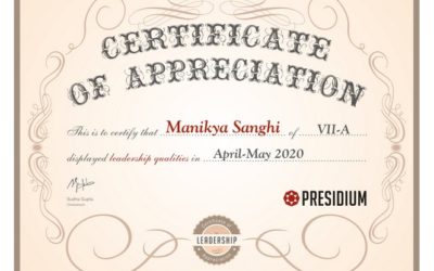 Manikya receives Certificate of Appreciation for ‘Leadership Qualities’