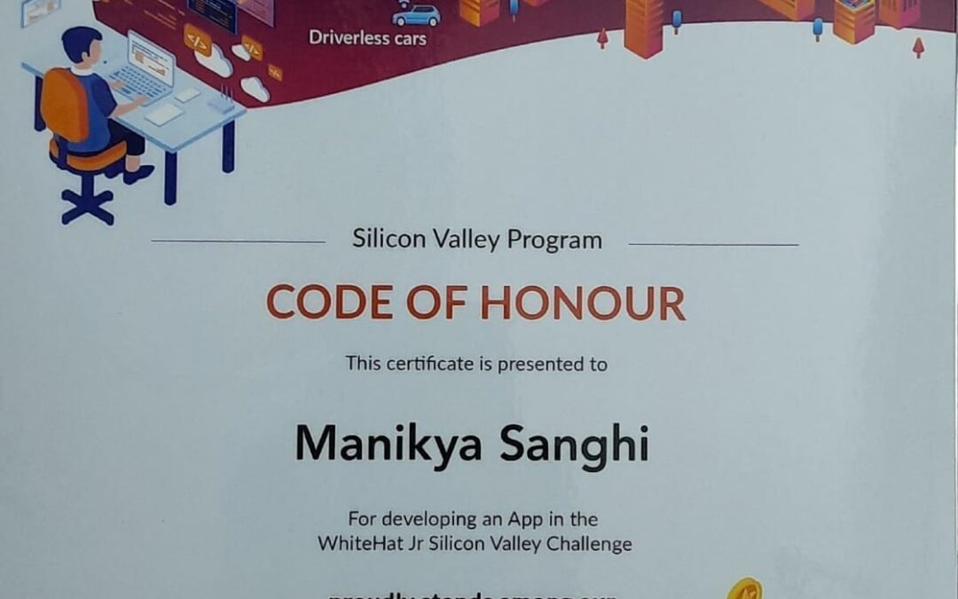 Code of Honour for being among top independent App developers in WHJ challange